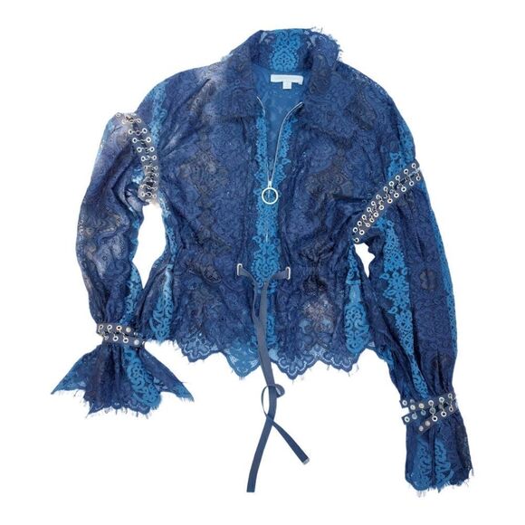 Jonathan Simkhai Grommet Lariat Lace Jacket - Picture 8 of 12